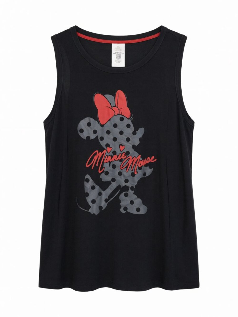 Disney Women's Sleeveless Tank Top Minnie Mouse Print Black L Polka Dot Viscose